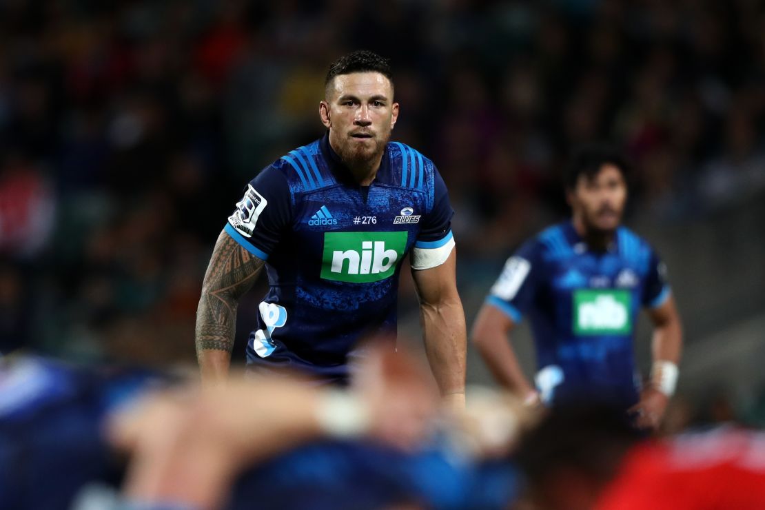 Sonny Bill Williams of the Blues looks on during the round 4 Super Rugby match against the Sunwolves at QBE Stadium in Auckland