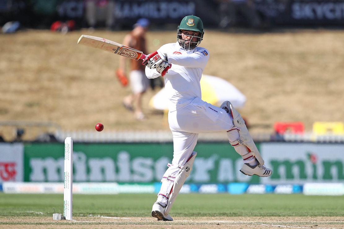 Bangladesh's Tamim Iqbal  bats during day three of the First Test match against New Zealand.