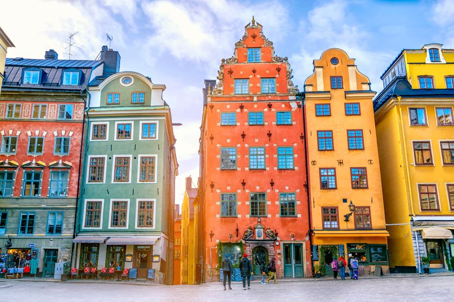 <strong>7. Sweden. </strong>Stroll the streets to find beautiful spots like Stortorget Square in the Old Town neighborhood in Stockholm, the capital of Sweden. Old Town (Gamla Stan) is the original town center, dating back to the 13th century.