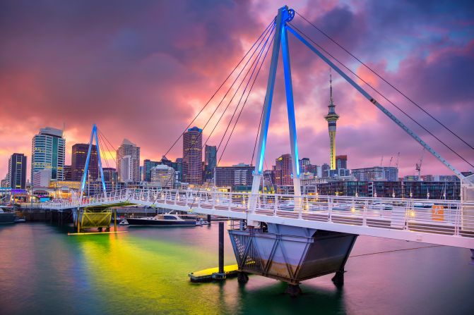 <strong>8. New Zealand. </strong>While New Zealand has suffered a tragic terrorist attack on a mosque in<strong> </strong>Christchurch, much of the nation has rallied around the community and shown some of the social support and generosity that are key variables in the happiness calculations. Shown here is the Auckland skyline. 