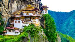 Taktshang Goemba(Tiger's Nest Monastery), Monastery, Bhutan, in a mountain cliff. 