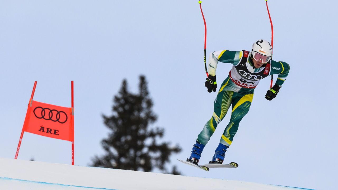 Laidlaw competes in the men's Super G event at the 2019 FIS Alpine Ski World Championships at the National Arena in Are