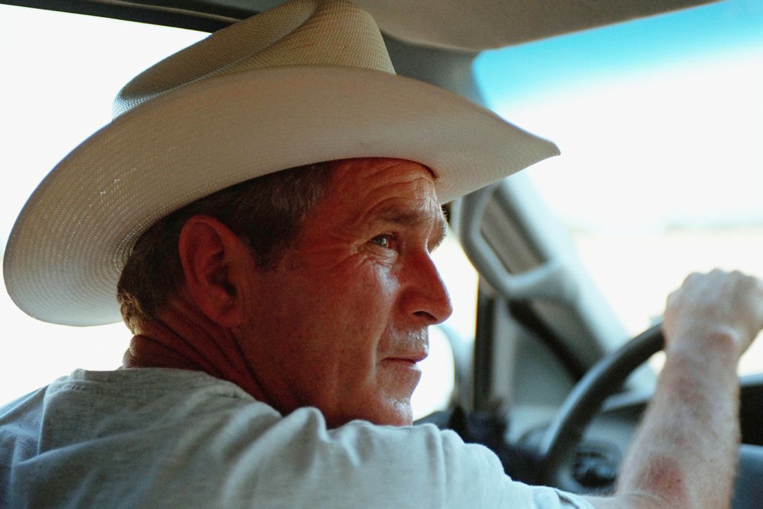President George W. Bush at Prairie Chapel Ranch, August 7, 2001, in Crawford, Texas.