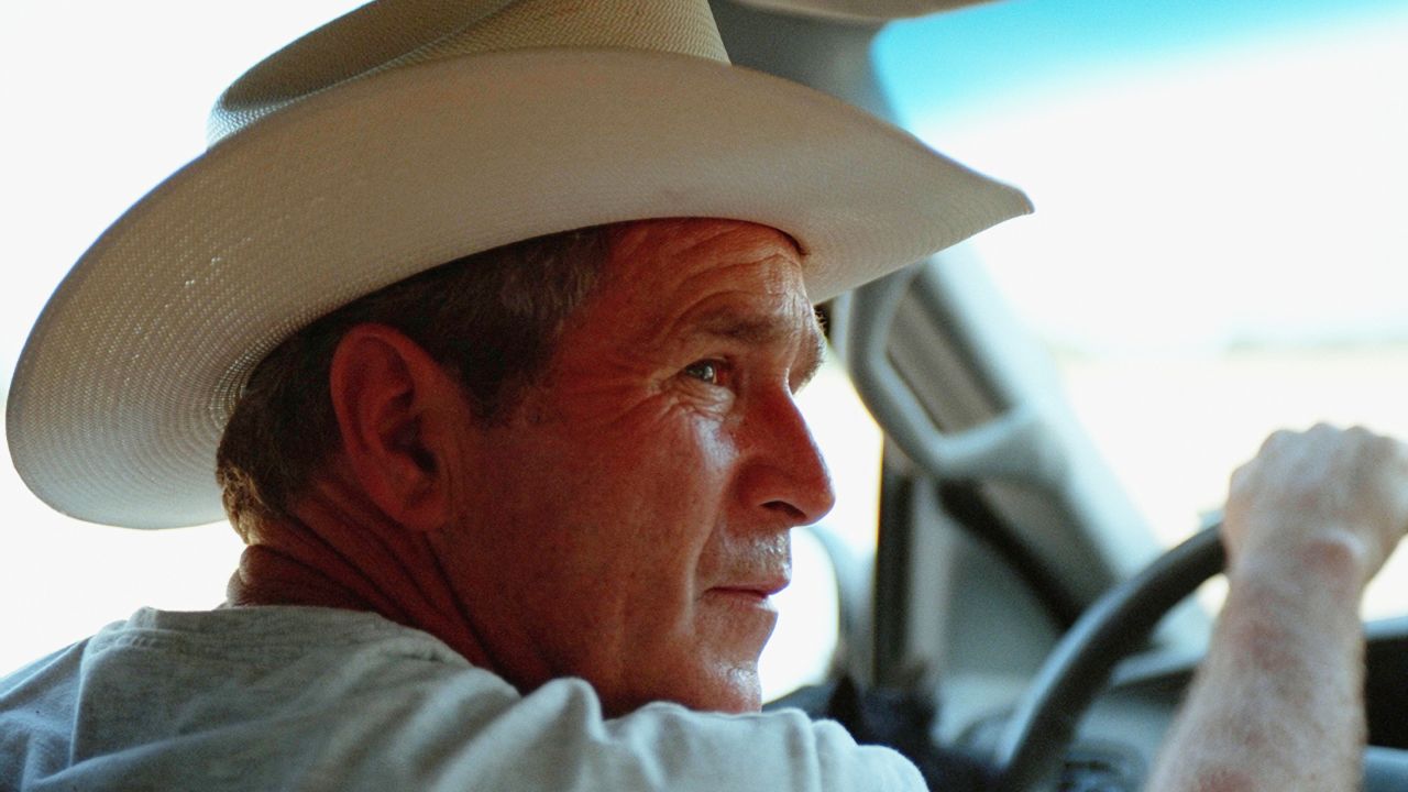 President George W. Bush at Prairie Chapel Ranch, August 7, 2001, in Crawford, Texas.
