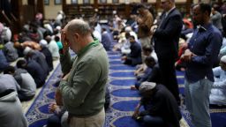 FALLS CHURCH, VIRGINIA - MARCH 15: Muslim Americans take part in Friday prayers at the Dar Al Hijrah Islamic Center March 15, 2019 in Falls Church, Virginia. 49 people were killed in a terror attack at a mosque in Christchurch, New Zealand.  (Photo by Win McNamee/Getty Images)