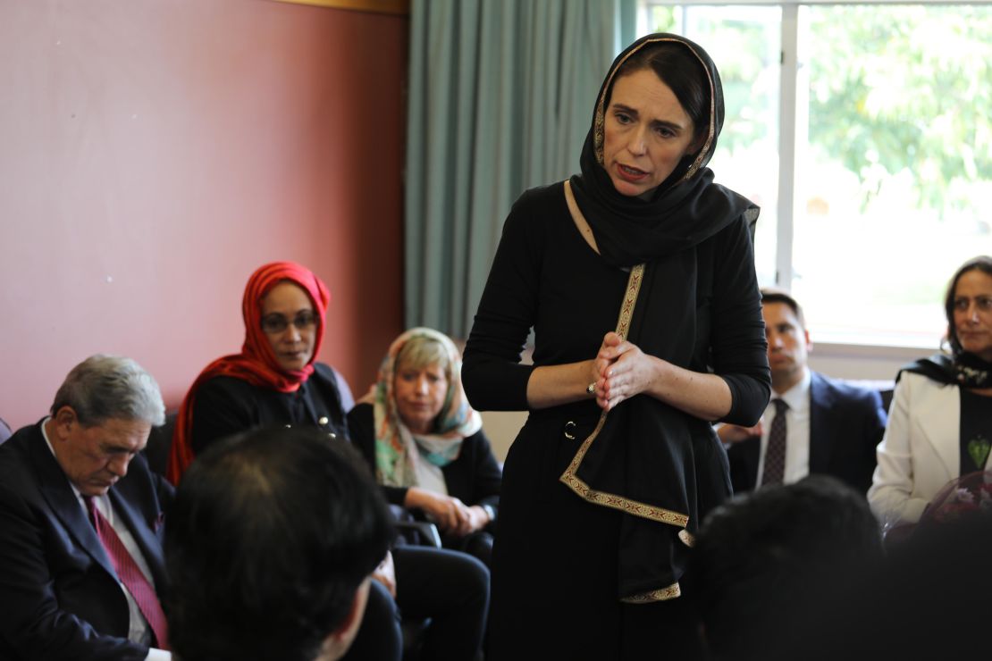New Zealand Prime Minister Jacinda Ardern meets with Muslim community representatives in Christchurch.