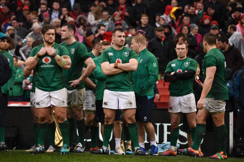 Ireland's players were dejected at the end.