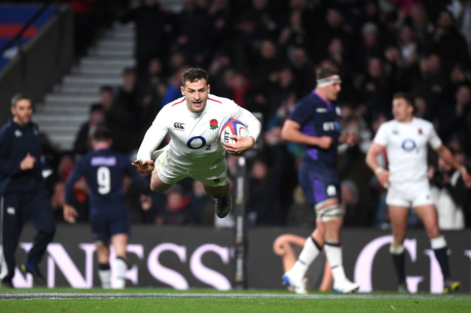 Jonny May was one of the early try scorers as England raced to a 31-0 lead.  