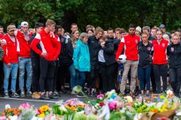 Mourners from New Zealand Football gather to commemorate the life of Atta Elayyan.