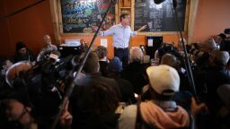  Democratic presidential candidate Beto O'Rourke stands on a counter top as he talks with voters during his second day of campaigning for the 2020 nomination at Central Park Coffee Company March 15, 2019 in Mount Pleasant, Iowa. After losing a long-shot race for U.S. Senate to Ted Cruz (R-TX), the 46-year-old O'Rourke is making his first campaign swing through Iowa after jumping into a crowded Democratic field this week. (Photo by Chip Somodevilla/Getty Images)