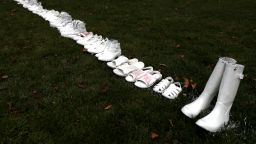 Fifty pairs of white shoes have been laid in front of All Souls Anglican Church in honour of victims who lost their lives on March 18, in Christchurch, New Zealand. 50 people are confirmed dead, with with 36 injured still in hospital following shooting attacks on two mosques in Christchurch on Friday, 15 March. 41 of the victims were killed at Al Noor mosque on Deans Avenue and seven died at Linwood mosque. A 28-year-old Australian-born man, Brenton Tarrant, appeared in Christchurch District Court on Saturday charged with murder. The attack is the worst mass shooting in New Zealand's history. Photo by Hannah Peters/Getty Images
