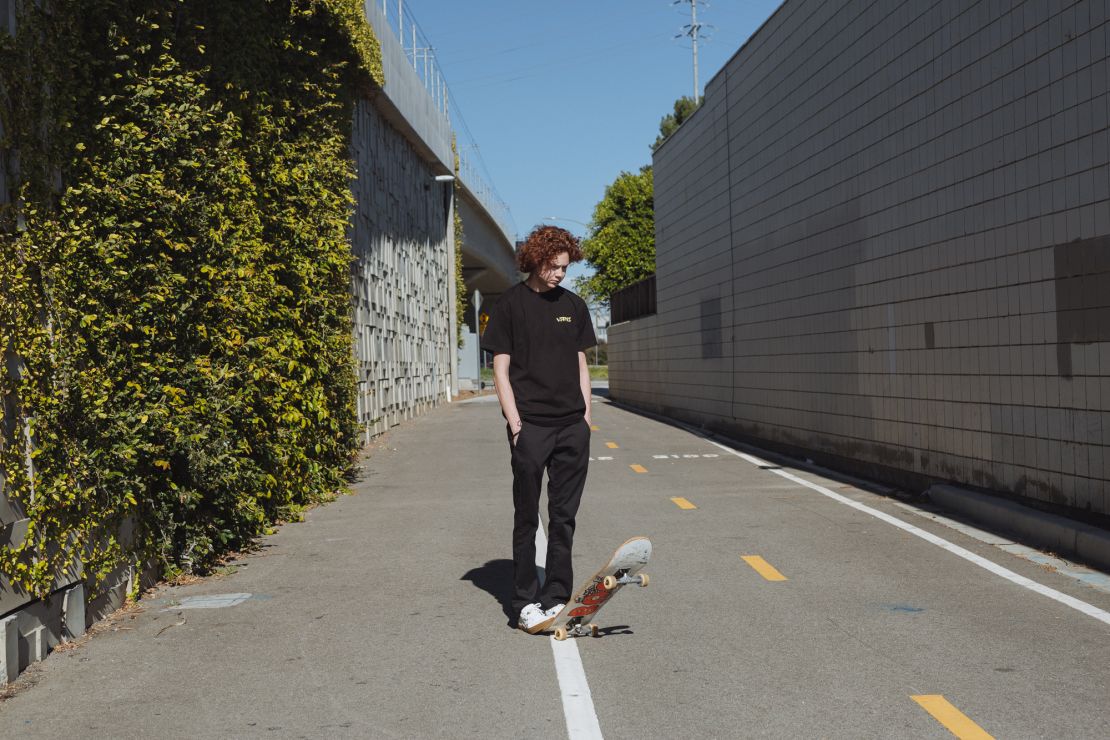 Westling skates the bike trail behind his apartment.