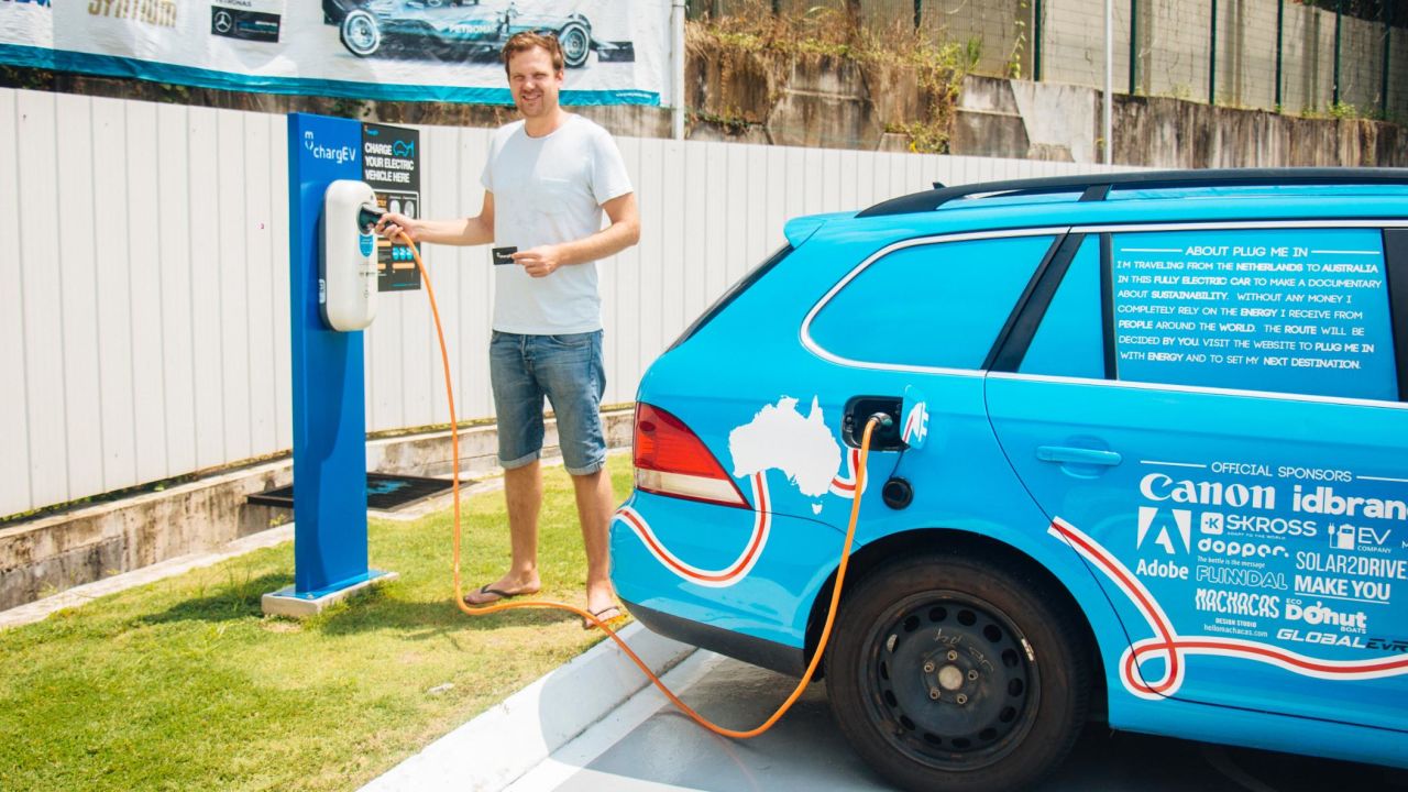 Wakker has relied on all manner of people and ways to charge his car around the globe.
