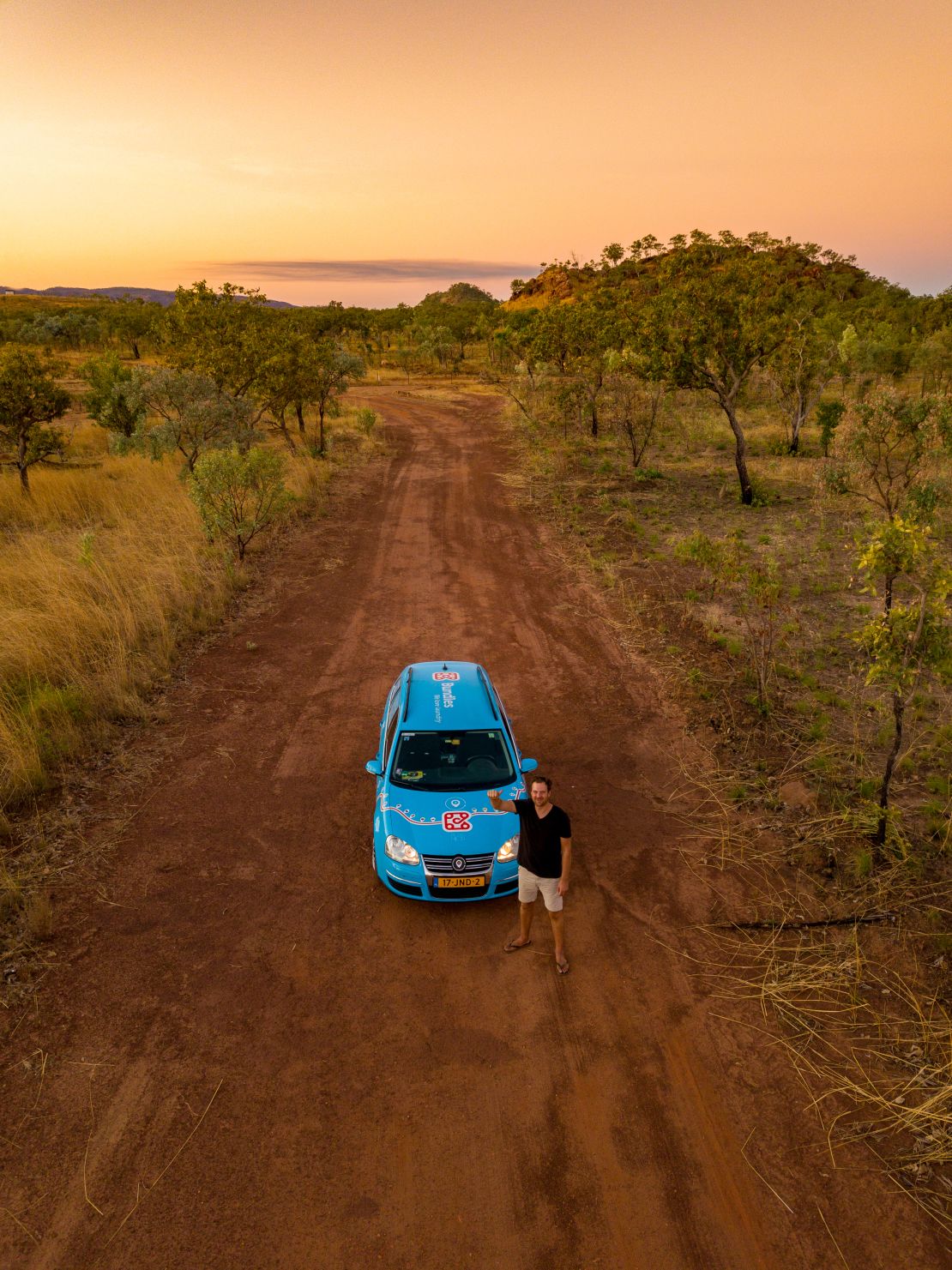 An overhead of Wiebe Wakker and his car on part of their three-year journey.