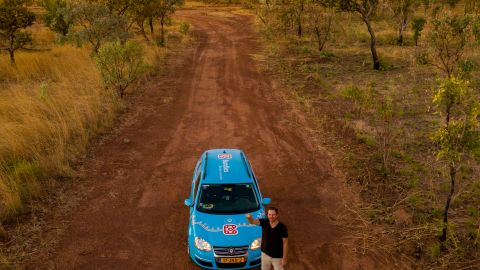An overhead of Wiebe Wakker and his car on part of their three-year journey.