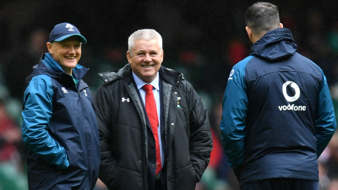Gatland (center) with current Ireland coaches Joe Schmidt (left) and Andy Farrell.