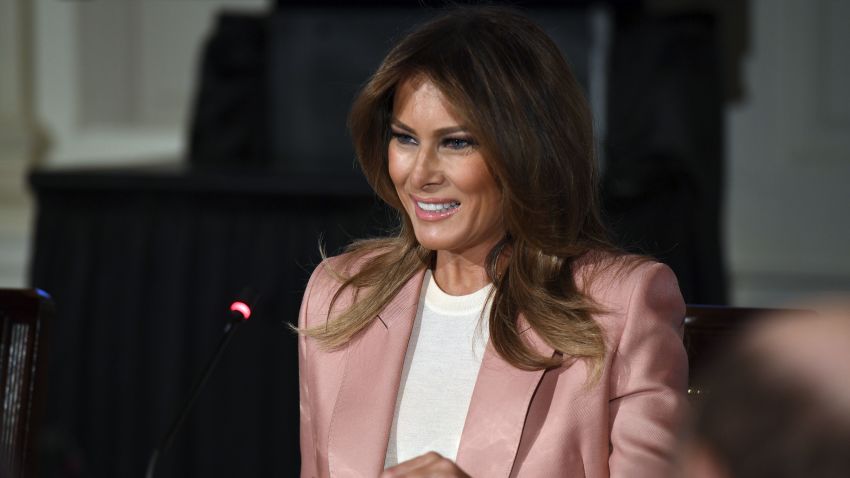 US First Lady Melania Trump hosts an Interagency meeting to discuss youth programs throughout each of the member agencies at the White House in Washington, DC, on March 18, 2019. (JIM WATSON/AFP/Getty Images)