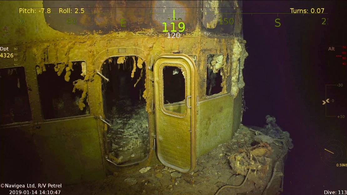 The bridge of the USS Wasp has been on the ocean floor for more than seven decades.