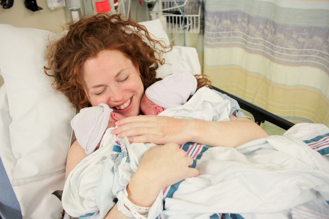 Jill Promoli with her twin boys, Jude and Thomas McGee. Jude died at age two of the flu.