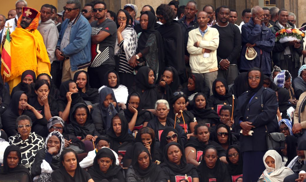 A mass funeral ceremony is held for victims of the Ethiopian Airlines crash at the Holy Trinity Cathedral in Addis Ababa, Ethiopia on March 17.