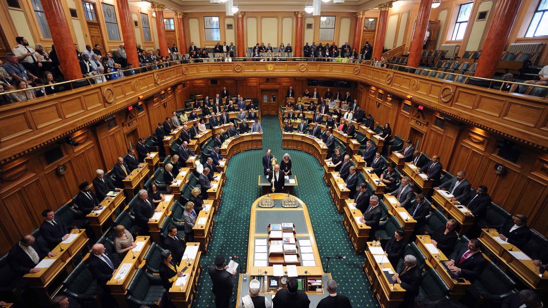 Members attend the New Zealand Parliament session to pay respects to those who lost their lives in the Christchurch attacks, in Wellington on March 19, 2019.