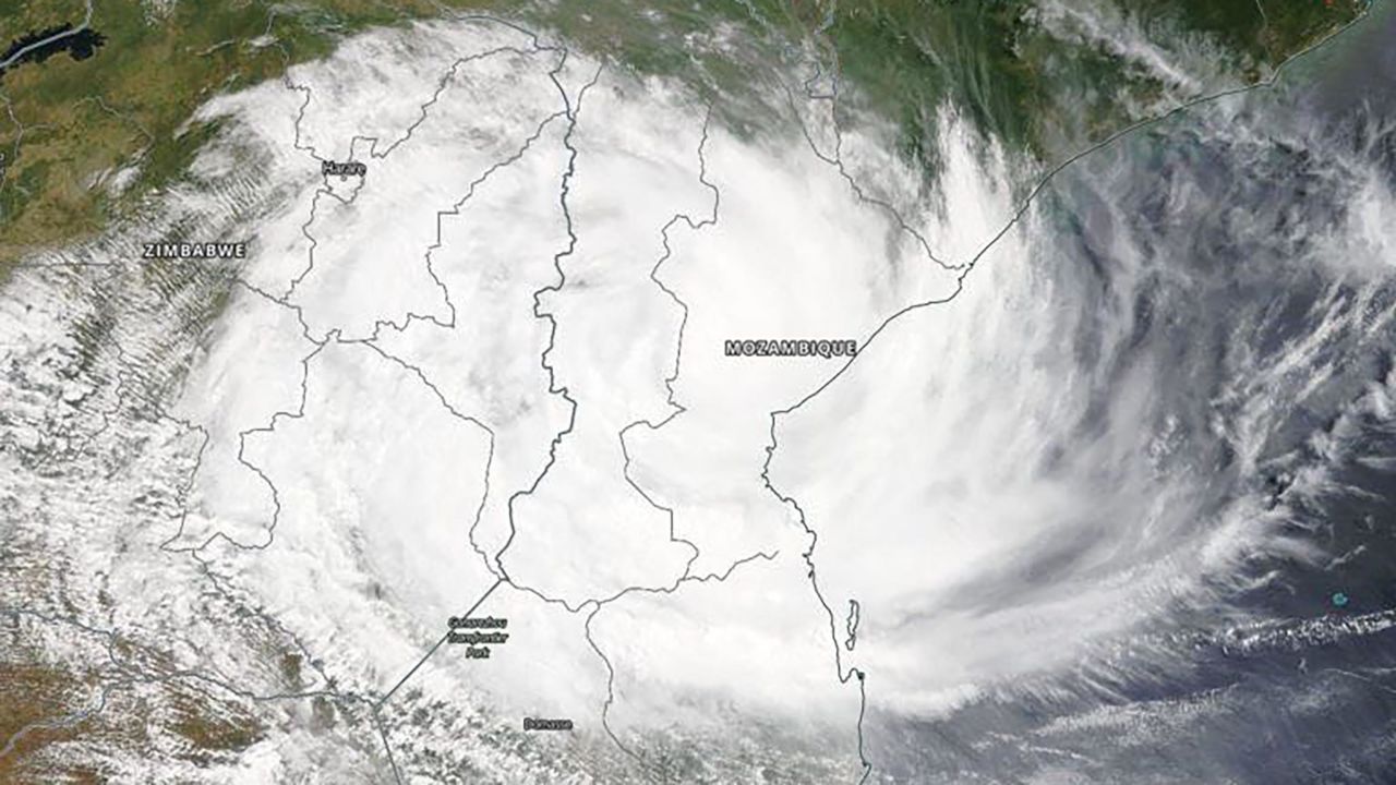A NASA aerial image shows Cyclone Idai on Wednesday, prior to making landfall. 