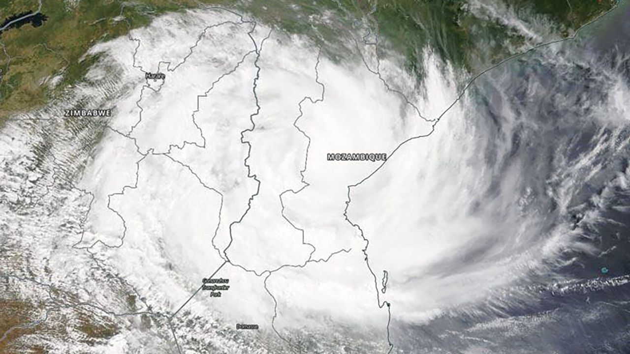 A NASA aerial image shows Cyclone Idai on Wednesday, prior to making landfall.
