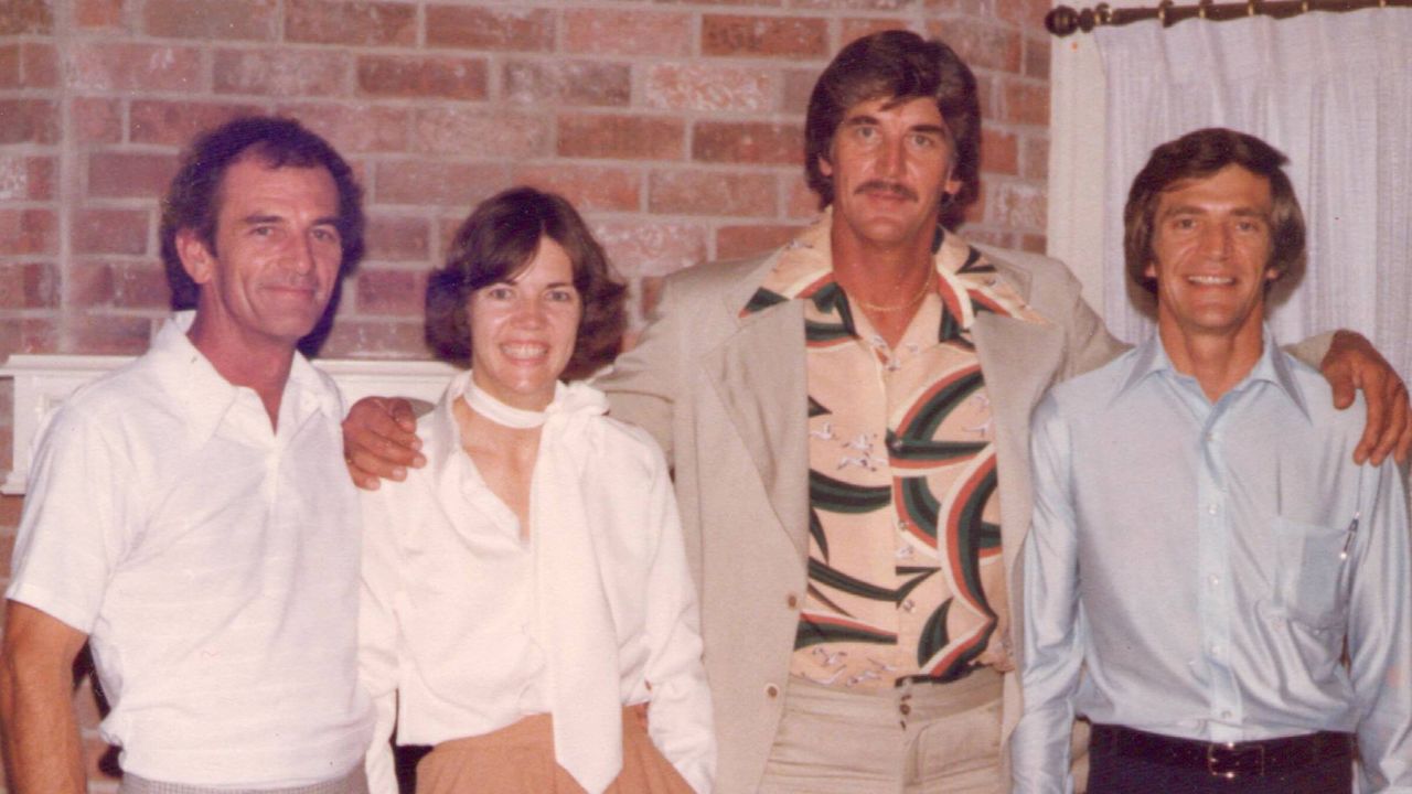 Warren with her three brothers -- Don (left), John and David -- in 1980.