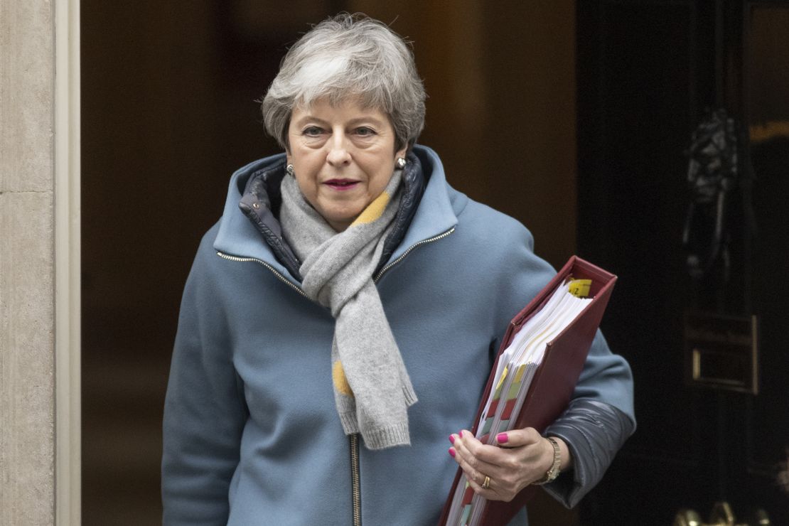 British Prime Minister Theresa May leaving 10 Downing Street to head for the weekly Prime Ministers Questions in the House of Commons.