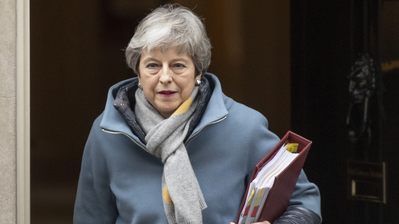 British Prime Minister Theresa May leaving 10 Downing Street to head for the weekly Prime Ministers Questions in the House of Commons.