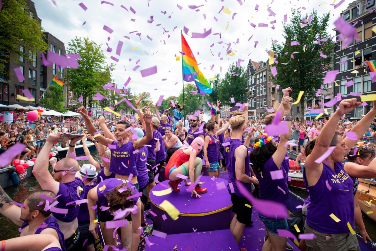 <strong>Amsterdam, Netherlands. </strong>Amsterdam Gay Pride is home to the traditional Canal Parade, an annual parade on boats.