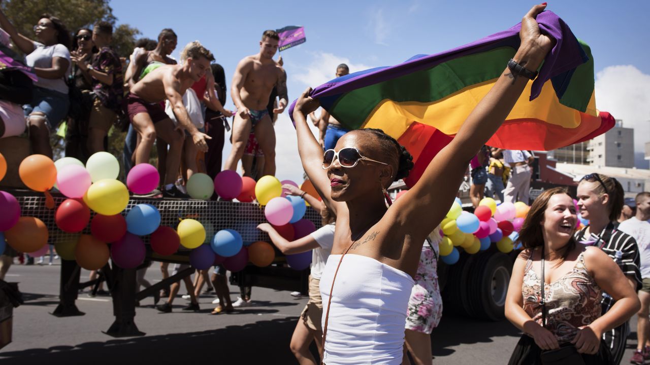 <strong>Cape Town, South Africa.</strong> People celebrate during the annual Cape Town Pride Parade in March 2019.
