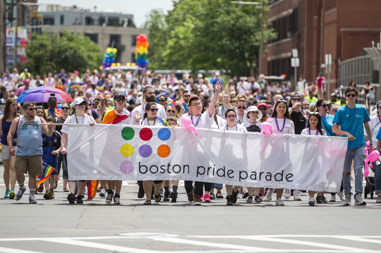 <strong>Boston, Massachusetts. </strong>The 2018 Boston Pride Parade makes its way up Berkeley Street in June 2018.