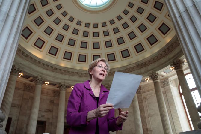 Warren holds a transcript of her speech in the Senate Chamber after she was cut off during the debate over Attorney General-designate Jeff Sessions in February 2017. In an extremely rare rebuke, Senate Majority Leader Mitch McConnell <a href="index.php?page=&url=http%3A%2F%2Fwww.cnn.com%2F2017%2F02%2F07%2Fpolitics%2Felizabeth-warren-mitch-mcconnell%2F" target="_blank">silenced Warren</a> after he determined that she violated a Senate rule against impugning another senator. Warren was reading from a 1986 letter in which Coretta Scott King, the widow of Martin Luther King Jr., was critical of Sessions -- who at the time was a nominee to be a federal judge.