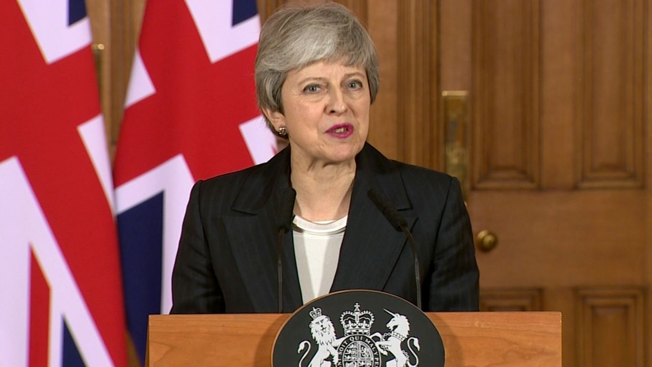 Theresa May addresses the UK from 10 Downing Street.
