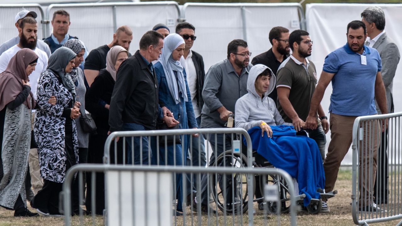 Zaid Mustafa, 13, whose father and brother were killed in the Christchurch terrorist attack, attends a funeral at Memorial Park Cemetery on March 20, 2019 in Christchurch, New Zealand. 