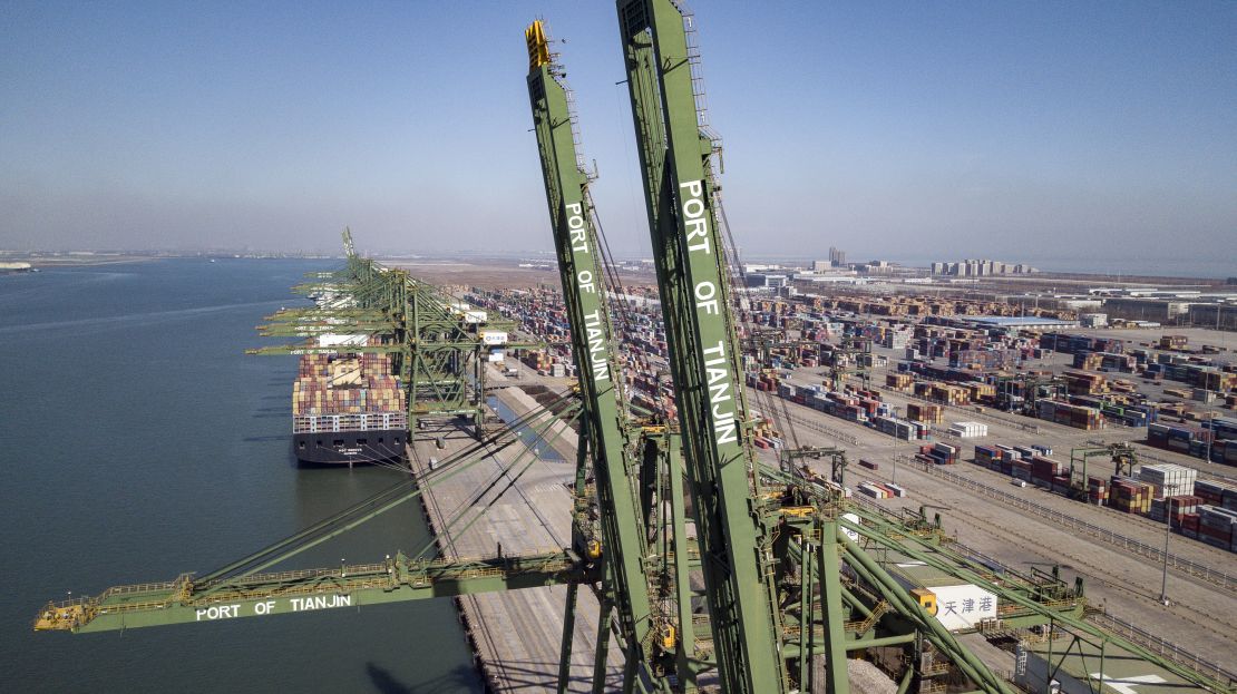 The port in the Chinese city of Tianjin. China has been struggling with an economic slowdown that has been exacerbated by the trade war with the United States.