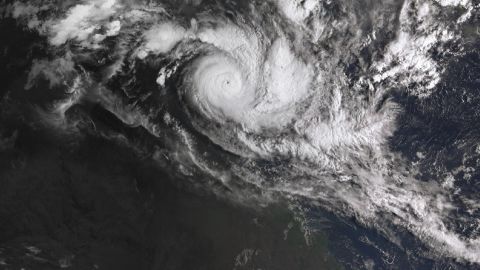 This satellite image from the Australian Bureau of Meteorology shows Cyclone Trevor over the Northern Territory on 19 March.