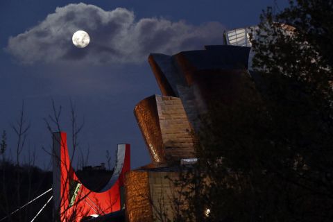 A view of the March supermoon over the Guggenheim Museum in Bilbao, Spain on March 20.