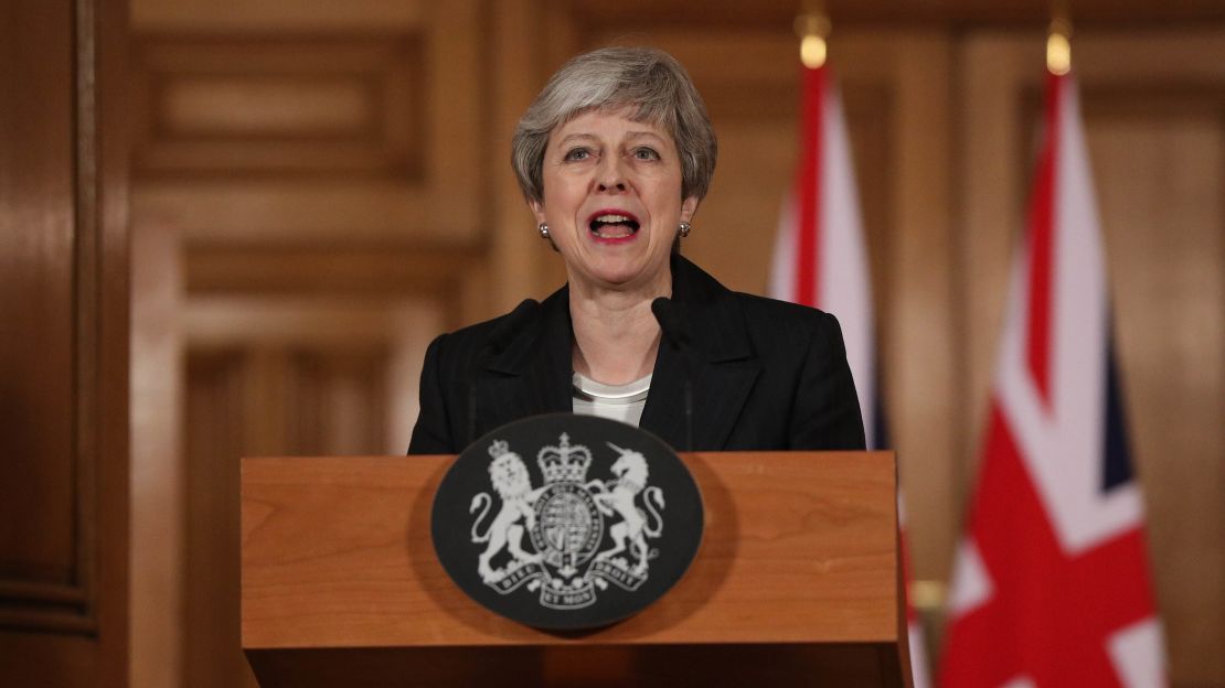 British Prime Minister, Theresa May addressing the nation on Wednesday night.