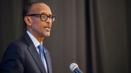 Paul Kagame, President of the Republic of Rwanda and Chairperson of the African Union addresses African leaders and Heads of State at the African Leaders Meeting during the 32nd Ordinary Session of the Assembly of the African Union on February 9, 2019 at the Sheraton Hotel in Addis Ababa, Ethiopia. The theme of this AU summit was "Refugees, Returnees and Internally Displaced Persons: Towards Durable Solutions to Forced Displacement in Africa" and was held from January 15th to February 11th 2019.