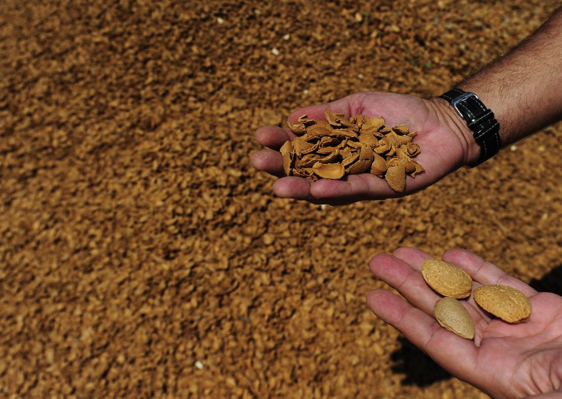 About 80% of the world's almonds are grown in California. It takes 12 liters of water to grow just one California almond.