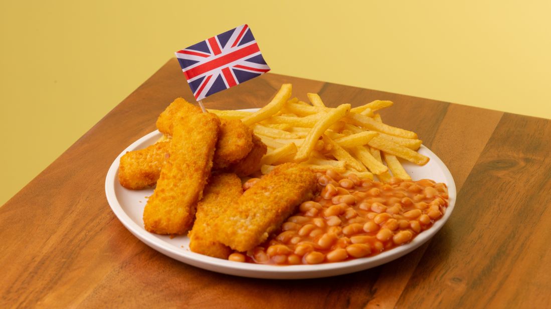 <strong>Fish fingers, chips and beans: </strong>A symphony in orange and yellow. 
