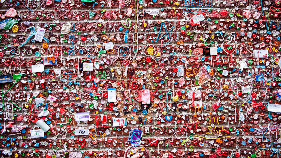 <strong>Gum Wall:</strong> It may sound strange, but this wall covered in used chewing gum is surprisingly beautiful.