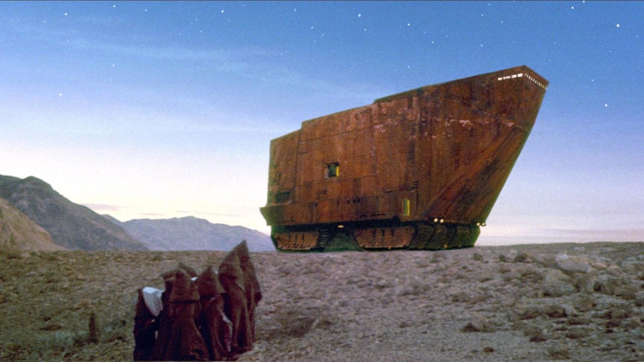The Sandcrawler vehicle from "Star Wars: A New Hope"