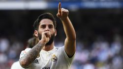 Real Madrid's Spanish midfielder Isco celebrates his goal during the Spanish league football match between Real Madrid CF and RC Celta de Vigo at the Santiago Bernabeu stadium in Madrid on March 16, 2019. (Photo by GABRIEL BOUYS / AFP)        (Photo credit should read GABRIEL BOUYS/AFP/Getty Images)