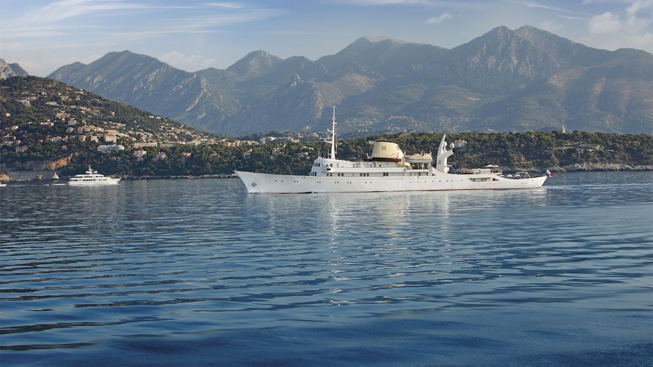 The Christina O cuts a figure at sea.