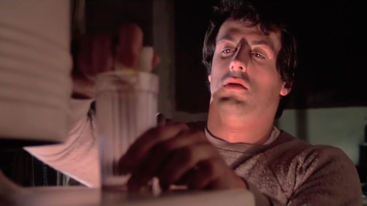Stallone's character prepares his "breakfast of champions" in the film "Rocky."