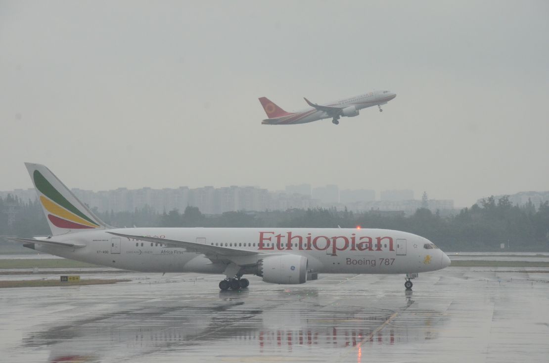 A Boeing 787 operated by Ethiopian Airlines in Chengdu, China, in 2017. 