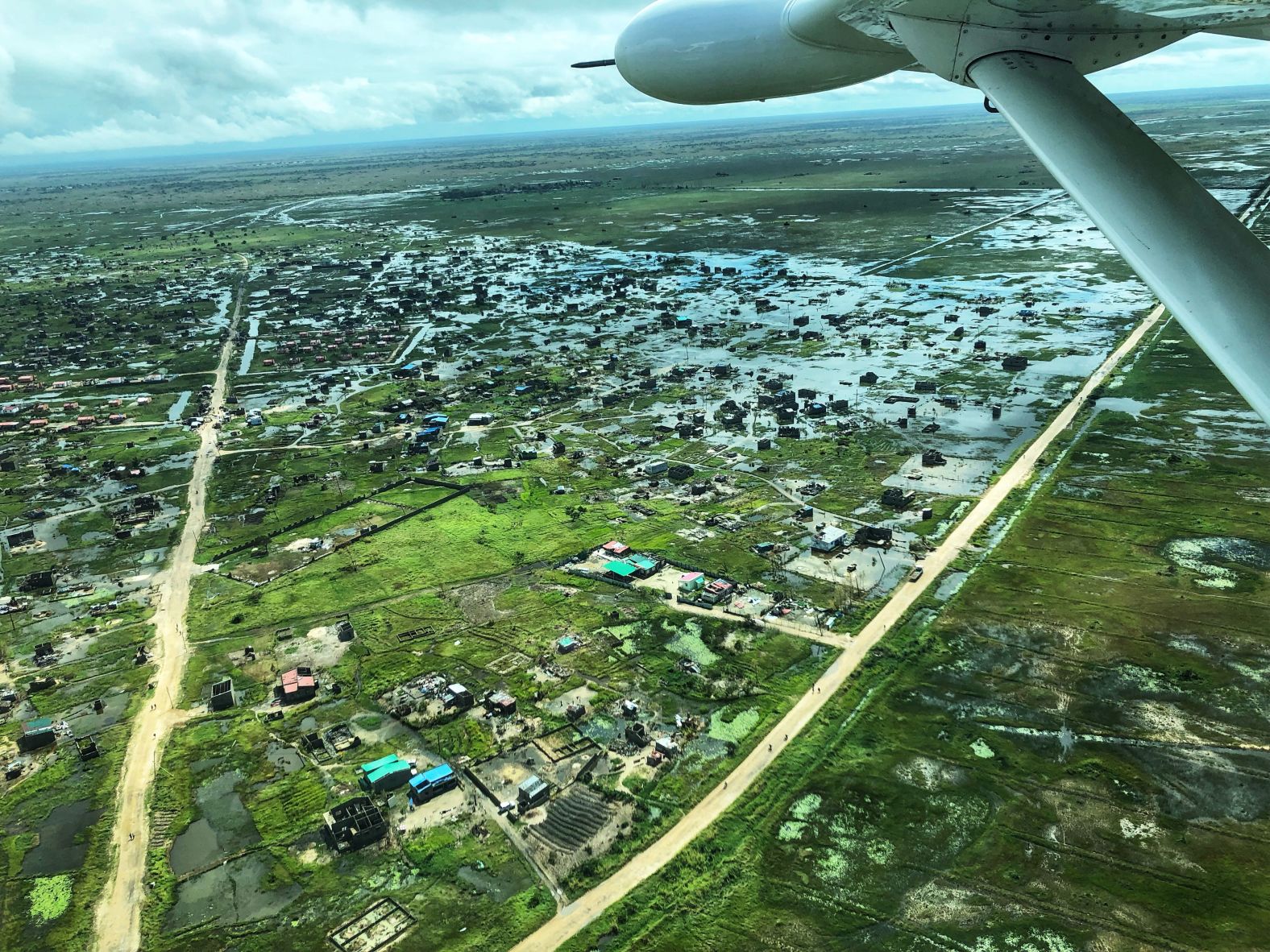 A flooded area outside of Beira is seen on March 21. The area was hit by unprecedented flooding following the passage of Cyclone Idai. 